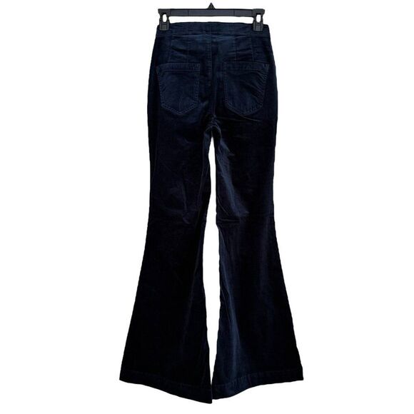 Anthropologie Pilcro Velvet Pull-On Retro Flare Jeans Mid-Rise Sz 25 Blue Pants - Picture 8 of 12
